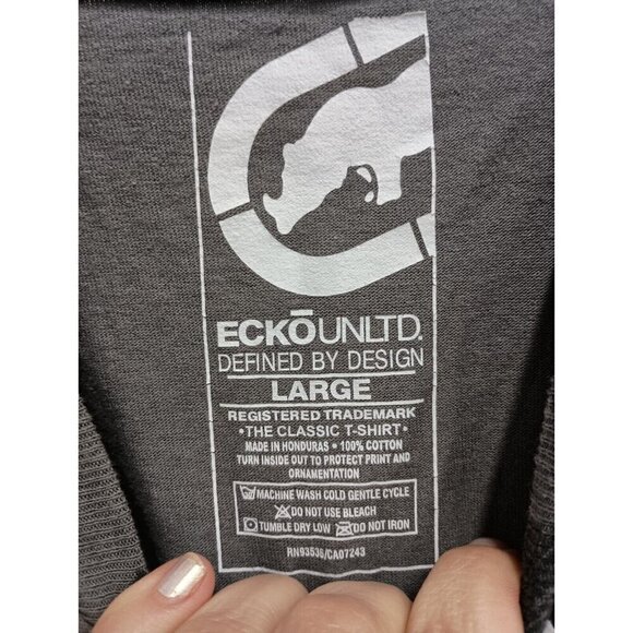 Vintage Y2K Ecko Unltd Mens Classic T-Shirt Large Gray Streetwear Urban V-Neck - Picture 4 of 6
